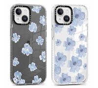 Phoona 2 Pièces Coque pour iPhone 13 Mini 5,4'', Étui Souple TPU Aesthetic Fleur Motif Dessin Durable Fine Transparente Noir Silicone Housse de Antichoc Anti-Rayures Camera Protection Cover pour Fille
