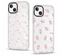 Phoona 2 Pièces Coque pour iPhone 13 Mini 5,4'', Étui Souple TPU Aesthetic Fleur Motif Dessin Durable Fine Transparente Silicone Housse de Antichoc Anti-Rayures Cover pour Fille, 02