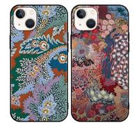 Phoona 2 Pièces Coque pour iPhone 13 Mini 5,4'', Étui Souple TPU Aesthetic Fleur Motif Diseño Durable Fine Silicone Housse de Antichoc Anti-Rayures Camera Protection Cover pour Fille, Noir