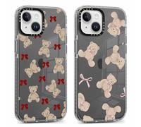Phoona 2 Pièces Coque pour iPhone 13 Mini 5,4'', Étui Souple TPU Aesthetic Ours Motif Dessin Durable Fine Noir Silicone Housse de Antichoc Anti-Rayures Camera Protection Cover pour Fille