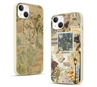 Phoona 2 Pièces Coque pour iPhone 13 Mini 5,4'', Étui Souple TPU Aesthetic Papillon Marron Motif Dessin Durable Fine Silicone Housse de Antichoc Anti-Rayures Camera Protection Cover pour Fille