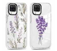 Phoona 2 Pièces Coque pour Samsung Galaxy A12 6.5", Étui TPU Lavande Aesthetic Motif Dessin Durable Fine Transparente Silicone Housse de Antichoc Anti-Rayures Camera Protection Cover Fille