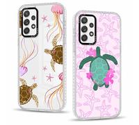 Phoona 2 Pièces Coque pour Samsung Galaxy A13 4G 6,6'', Étui Souple TPU Aesthetic Motif Dessin Durable Fine Silicone Housse de Antichoc Anti-Rayures Camera Protection Cover pour Fille, Tortue