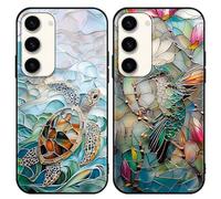 Phoona 2 Pièces Coque pour Samsung Galaxy A56 6.7",Étui Souple TPU Aesthetic Motif Dessin Durable Fine Silicone Housse Antichoc Anti-Rayures Camera Protection Cover pour Fille,Tortue Oiseau W