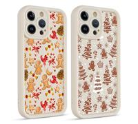 Phoona 2 Pièces Noël Coque pour iPhone 12 Mini 5.4",Étui Souple Aesthetic Motif Dessin Durable Fine Silicone Housse Antichoc Anti-Rayures Camera Protection Noel Cover Fille,Pan d'gingembre