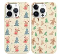 Phoona 2 Pièces Noël Coque pour iPhone 13 Mini 5.4",Étui Souple Aesthetic Motif Dessin Durable Fine Silicone Housse Antichoc Anti-Rayures Camera Protection Noel Cover Fille,Pan d'gingembre