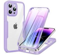 Phoona 360 degrés Coque pour iPhone 14 Pro Max avec Transparent Protection d'écran, TPU Silicone Antichoc écran Coque, Anti-Rayures Portable Intégrale Étui Housse pour iPhone 14 Pro Max, Violet