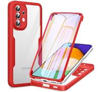 Phoona 360 degrés Coque pour Samsung Galaxy A52 5G/4G / A52s 5G avec Transparent Protection d'écran, Silicone Antichoc écran Coque, Anti-Rayures Intégrale Étui Housse pour Samsung A52 / A52s, Rouge