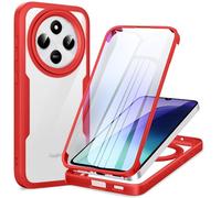 Phoona 360 degrés Coque pour Xiaomi Redmi 14C / Poco C75 avec Transparent Protection d'écran, Silicone Antichoc écran Coque, Anti-Rayures Intégrale Étui Housse pour Redmi 14C, Rouge