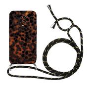 Phoona Coque avec Cordon pour Xiaomi Redmi Note 9 Pro/Note 9S 4G 6,67", Aesthetic Étui avec Collier, Tour de Cou Lanière en Corde Silicone Antichoc Housse Lanyard Case pour Redmi Note 9S, Léopard 1