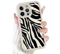 Phoona Coque Étui Cover Case Housse pour iPhone 16 Plus 6.7", Protection Téléphone Motif Zébré Noir Souple Silicone Aesthetic Antichoc, Beige Clair pour Femmes Filles pour iPhone 16 Plus