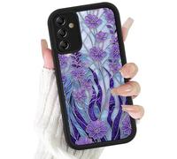 Phoona Coque Étui Cover Case Housse pour Samsung Galaxy A13 5G 6.5",Protection Intégrale Contre Chocs Poussière Rayures d'Objectif,Aesthetic Motif Vitrail Plusieurs Fleurs Violettes Antichoc