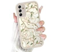 Phoona Coque Étui Cover Case Housse pour Samsung Galaxy A26 5G 6.64",Aesthetic Motif Vitrail Feuilles Vertes Beige Clair, Protection Antichoc Anti-Poussière Anti-Rayures pour Objectif, Rose