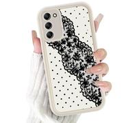 Phoona Coque Étui Cover Case Housse pour Samsung Galaxy A52 5G 6.5", Protection Téléphone Motif Dentelle Fleurs Noir Souple Silicone Aesthetic Antichoc, Beige Clair pour Femmes Filles