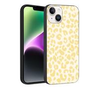 Phoona Coque Étui Cover pour iPhone 14 Pro 6.1" Case Housse Protection Intégrale Anti-Choc Anti-Rayures Ultra Fine Légère Non Glissante avec Aesthetic Motif Léopard Jaune,Fond Noir