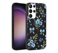Phoona Coque Étui Cover pour Samsung Galaxy A54 5G 6.4" Case Housse Silicone Léger Résistant Antichoc Anti-poussière sans surépaisseur,Motif Aesthetic Fleur Bleue Noeud Papillon Délicat,Noir