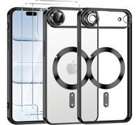 Phoona Coque Magnétique pour iPhone Air avec 2 Verre Trempé, Compatible avec MagSafe Résistante aux Rayures Résistante aux Chocs Mince Transparente pour iPhone 17 Air, Noir
