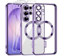Phoona Coque Magnétique pour Samsung Galaxy S26 Ultra 5G avec 2 Pièces Verre Trempé, Compatible avec MagSafe, Résistante aux Rayures, Résistante aux Chocs, Mince et Transparente, Violet