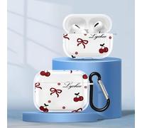 Phoona Coque pour Apple AirPods 3 2021 Silicone TPU Transparente Motifs Bow Cerise Case avec Porte-clés, Étui Housse Compatible Charge sans Fil Protection Boîtier Filles Femmes