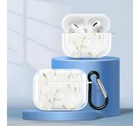 Phoona Coque pour Apple AirPods 3 2021 Silicone TPU Transparente Motifs Fleur Jaune Blanc Case avec Porte-clés, Étui Housse Compatible Charge sans Fil Protection Boîtier Filles Femmes