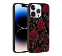 Phoona Coque pour iPhone 11 Pro Max 6.5",Étui Souple TPU Aesthetic Motif Dessin Durable Fine Silicone Housse Antichoc Anti-Rayures Camera Protection Femmes Filles Cover,Fleurs Rouges