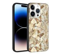 Phoona Coque pour iPhone 12 Mini 5.4",Étui Souple Aesthetic Motif Dessin Durable Fine Silicone Housse Antichoc Anti-Rayures Camera Protection Cover Femmes Filles,Papillon Or