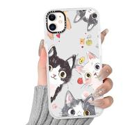 Phoona Coque pour iPhone 12 Mini 5.4", Étui Souple TPU Aesthetic Chat Mignon E Motif Dessin Durable Fine Silicone Housse de Antichoc Anti-Rayures Camera Protection Cover pour Fille