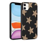 Phoona Coque pour iPhone 12 Mini 5.4", Étui Souple TPU étoile Léopard Noir Aesthetic Motif Dessin Durable Fine Silicone Housse de Antichoc Anti-Rayures Camera Protection Cover pour Fille
