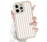 Phoona Coque pour iPhone 13 Mini 5.4",Étui Souple Aesthetic Motif Dessin Durable Fine Silicone Housse Antichoc Anti-Rayures Camera Protection Cover Femmes Filles Case,Rayures Beige