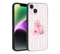Phoona Coque pour iPhone 13 Mini 5.4",Étui Souple TPU Aesthetic Motif Dessin Durable Silicone Housse Antichoc Anti-Rayures Camera Protection Cover Femmes Filles,Rayures Corail