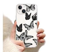 Phoona Coque pour iPhone 13 Mini 5.4",Étui Souple TPU Aesthetic Motif Dessin Durable Transparente Silicone Housse Antichoc Anti-Rayures Camera Protection Cover Fille,Papillon