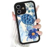 Phoona Coque pour iPhone 16 6.1",Étui Aesthetic Motif Dessin Durable Fine Silicone Housse Antichoc Anti-Rayures Camera Protection Femmes Filles Case Cover,Turtle Flowers