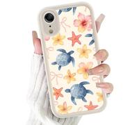 Phoona Coque pour iPhone XR 6.1",Étui Aesthetic Motif Dessin Durable Fine Silicone Housse Antichoc Anti-Rayures Camera Protection Femmes Filles Case Cover,Turtle Starfish