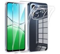 Phoona Coque pour Oppo A5X 4G/5G avec 2 Pièces Protection Écran Verre Trempé,Ultra Transparente Silicone en Gel TPU Souple pour Oppo A5X 4G/5G Couqe,Antichoc Anti-Jaune Etui Bumper