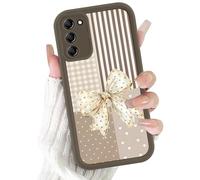 Phoona Coque pour Samsung Galaxy A16 5G 6.7",Étui Cover Case Housse avec Motif Esthétique rayé Carreau cœur et nœud Papillon Beige Silicone,Protection intégrale téléphone Arc,Couleur Khaki
