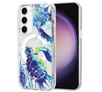 Phoona Coque pour Samsung Galaxy A16 5G 6.7" Étui Magnétique Silicone,Compatible avec Magsafe Cover Transparente Anti-jaunissement Motif Anti-Rayures Protection Case pour Fille, Tortue Mer Bleue