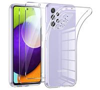 Phoona Coque pour Samsung Galaxy A52 4G/5G/A52S 5G avec 2 Pièces Protection Écran en Verre Trempé,Ultra Transparente Silicone en Gel TPU Souple pour Samsung A52 Couqe,Antichoc Anti-Jaune Etui Bumper
