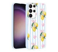 Phoona Coque pour Samsung Galaxy A54 5G 6.4 Pouces Étui Cover Case Housse Léger Antichoc Protection Objectif Anti-poussière avec Aesthetic Motif de Citron Nœud Papillon Rose et Cœur, Bleu