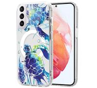 Phoona Coque pour Samsung Galaxy S21 5G 6.2" Étui Magnétique Silicone,Compatible avec Magsafe Cover Transparente Anti-jaunissement Motif Anti-Rayures Protection Case pour Fille, Tortue Mer Bleue