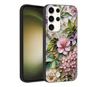 Phoona Coque pour Samsung Galaxy S21 Ultra 5G 6.8",Étui Souple Silicone TPU Aesthetic Motif Dessin Durable Fine Housse Antichoc Anti-Rayures Camera Protection Femmes Filles Cover,Fleurs Feuille