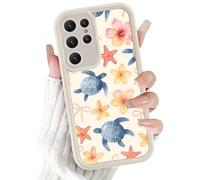 Phoona Coque pour Samsung Galaxy S23 Ultra 5G 6.8",Étui Aesthetic Motif Dessin Durable Fine Silicone Housse Antichoc Anti-Rayures Camera Protection Femmes Filles Case Cover,Turtle Starfish