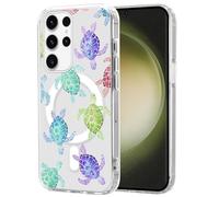 Phoona Coque pour Samsung Galaxy S25 Ultra 5G 6.9" Étui Magnétique Silicone,Compatible avec Magsafe Cover Transparente Anti-jaunissement Motif Anti-Rayures Protection TPU Case pour Fille,Tortue de Mer