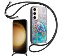 Phoona Cordon de Coque pour Samsung Galaxy A26 5G 6.64",Aesthetic Motif Design Silicone Bumper Cover Laniere Accroché Autour Collier Réglable Antichoc Housse Protection Caméra Case,Tortue Colorée