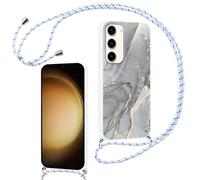 Phoona Cordon de Coque pour Samsung Galaxy A26 5G 6.64", Aesthetic Motif Design Silicone Bumper Cover Laniere Accroché Autour Collier Réglable Antichoc Housse Protection Caméra Case,Marbre Gris