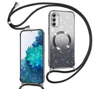 Phoona Couqe Magnétique pour Samsung Galaxy S20 FE Con Cordon, Compatible avec MagSafe, Brillant Glitter Pailleté Antichoc Durable Résistante Etui Housse pour Samsung S20 FE Soft TPU Bumper, Noir