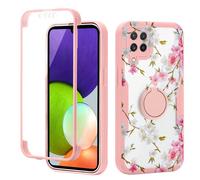 Phoona Fleur de Cerisier Coque pour Samsung Galaxy A12 6.5",Support à Anneau Rotatif 360 Degrés,Étui Aesthetic Motif Dessin Silicone Housse Antichoc Anti-Rayures Camera Protection Cover,Fille