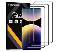 Phoona Lot de 3 films de protection d'écran en verre blindé pour Xiaomi Redmi Note 14 Pro 4G/5G /14 Pro+ 5G/Poco X7, 3D de qualité supérieure, bord noir, anti-rayures, dureté 9H, film de protection