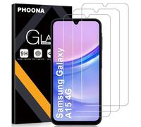 Phoona Lot de 3 Verre Trempé Pour Samsung Galaxy A15 4G/5G, Film Protection écran, Dureté 9H Glass, Ultra Résistant Vitre Protecteur, Clarté HD, sans Bulles, Anti-Rayures