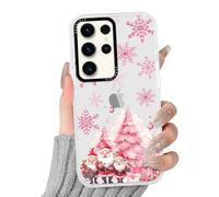 Phoona Noël Coque Étui Cover Case Housse pour Samsung Galaxy A26 5G 6.64", Beau Motif Sapin Noël Flocons Roses Aesthetic, Protection Anti-Choc Anti-Poussière Protège Objectif Transparante