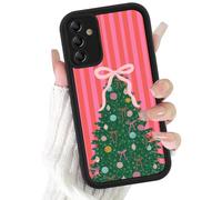 Phoona Noël Coque Étui Cover Case Housse pour Samsung Galaxy A26 5G 6.64 Pouces Aesthetic Motif avec Arbre Noël Nœud Papillon Rose Rayures Antichoc Anti-Poussière Protection Objectif, Noir
